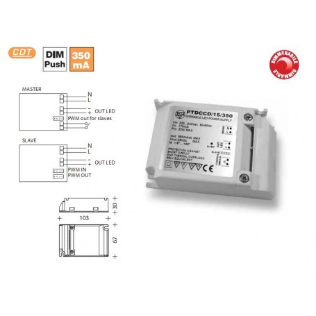 LED Driver, 15W, 350mA, PTDCCD/15/350