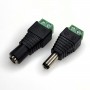 DC connector 5.5mm x 2.1mm with screw terminal.