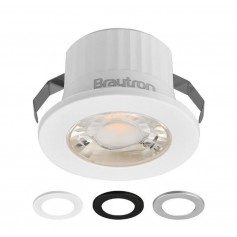 Recessed downlight, IP54, 3W, 210lm, 3000K, 38°, white/black and silver cap